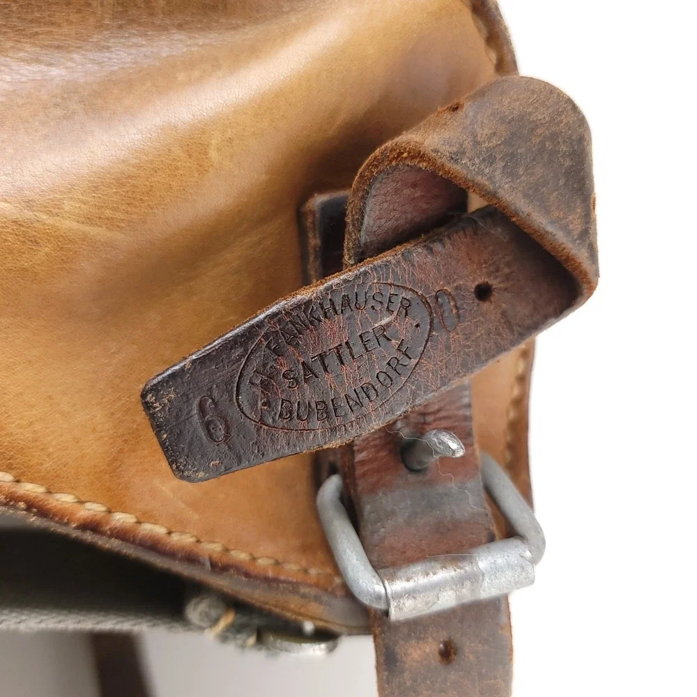 Vintage 1960 Swiss Military Salt and Pepper Canvas Leather Rucksack Backpack